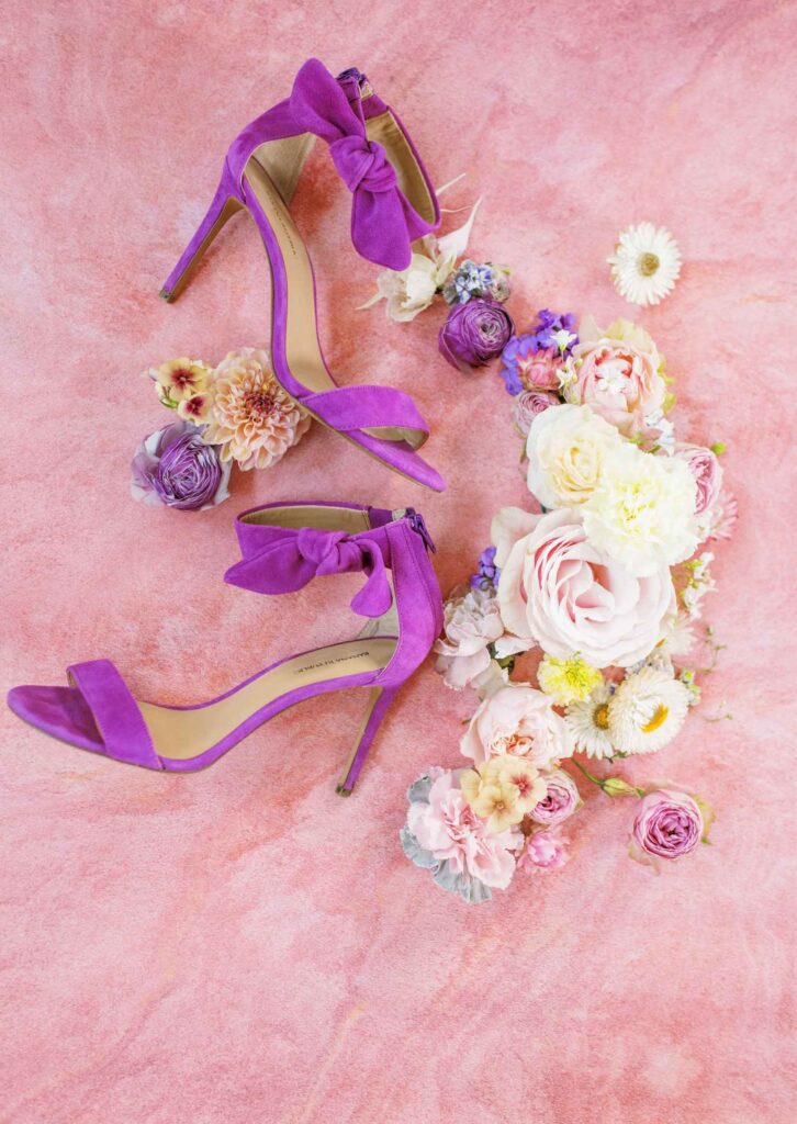 colorful california bridal session magenta heels