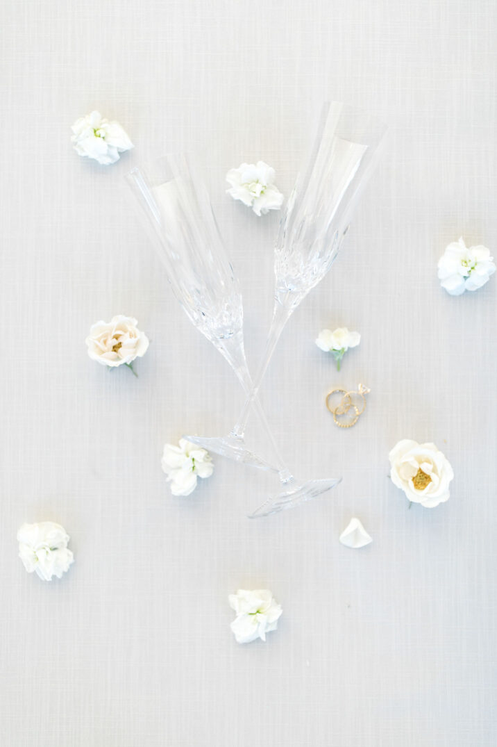 champagne flutes posed for a detail shot for Houston winter wedding