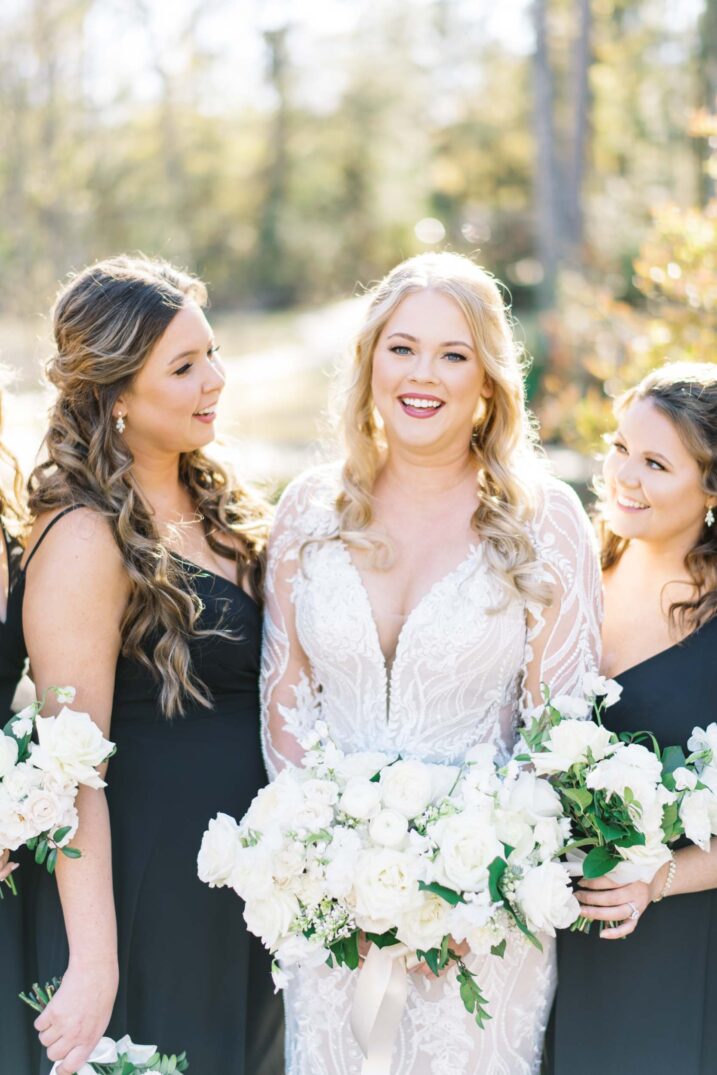 Houston bride close up with her bridal party 