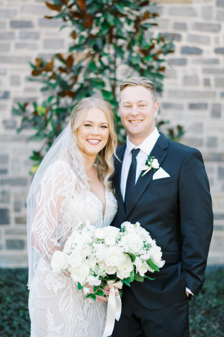 Houston winter wedding bride and groom portraits at The Luminaire