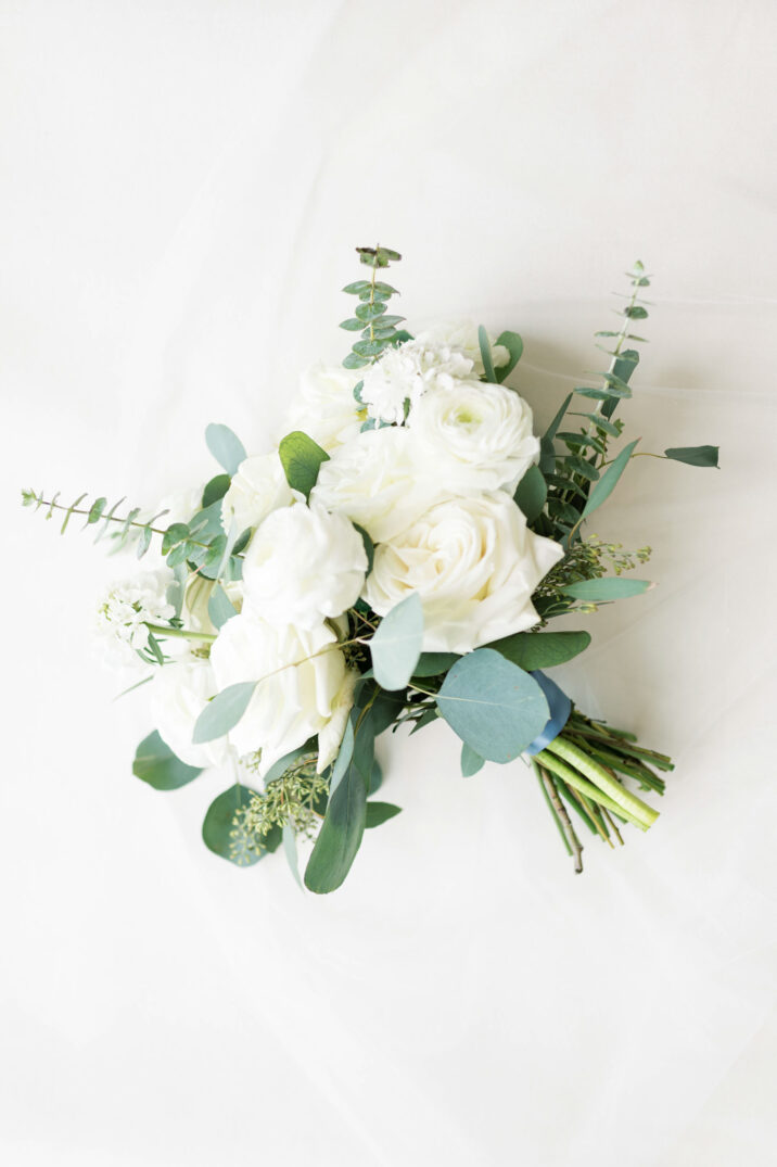 classic white and eucalyptus bridal bouquet