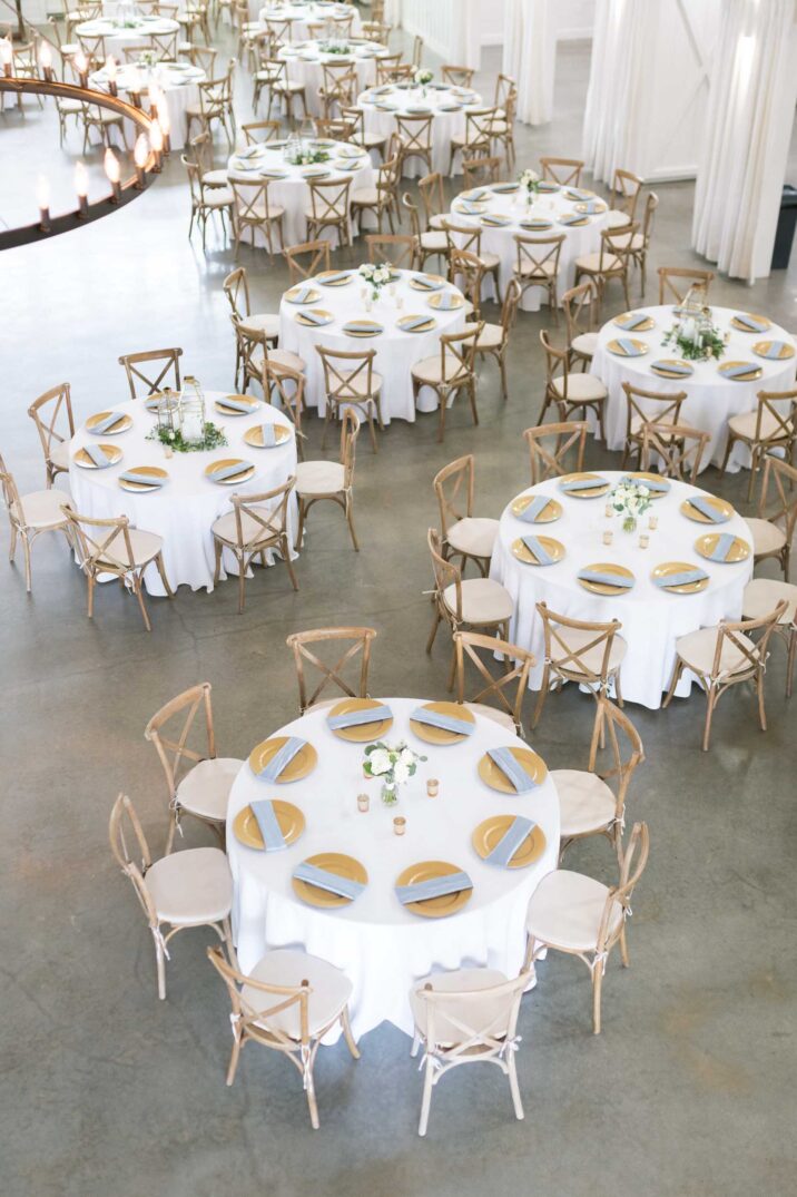 table settings blue Houston modern wedding