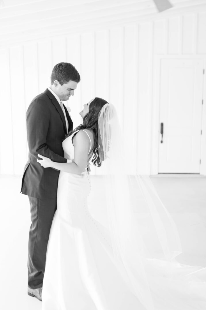 black and white bride and groom portraits at The Farmhouse