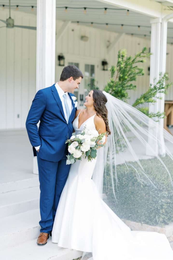 blue Houston modern wedding veil pictures