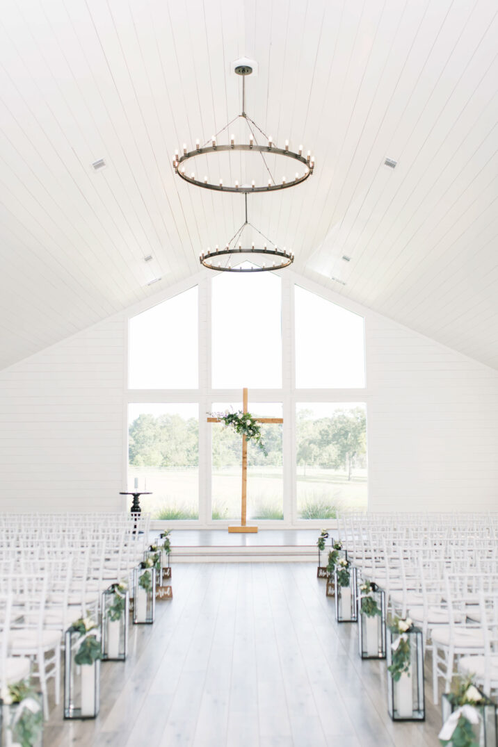 ceremony space/indoor chapel at The Farmhouse in Montgomery, Texas