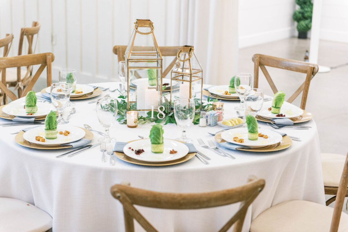 table setting details at The Farmhouse wedding venue