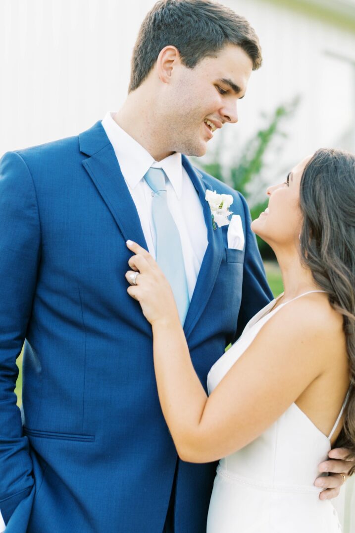 bride and groom blue Houston modern wedding