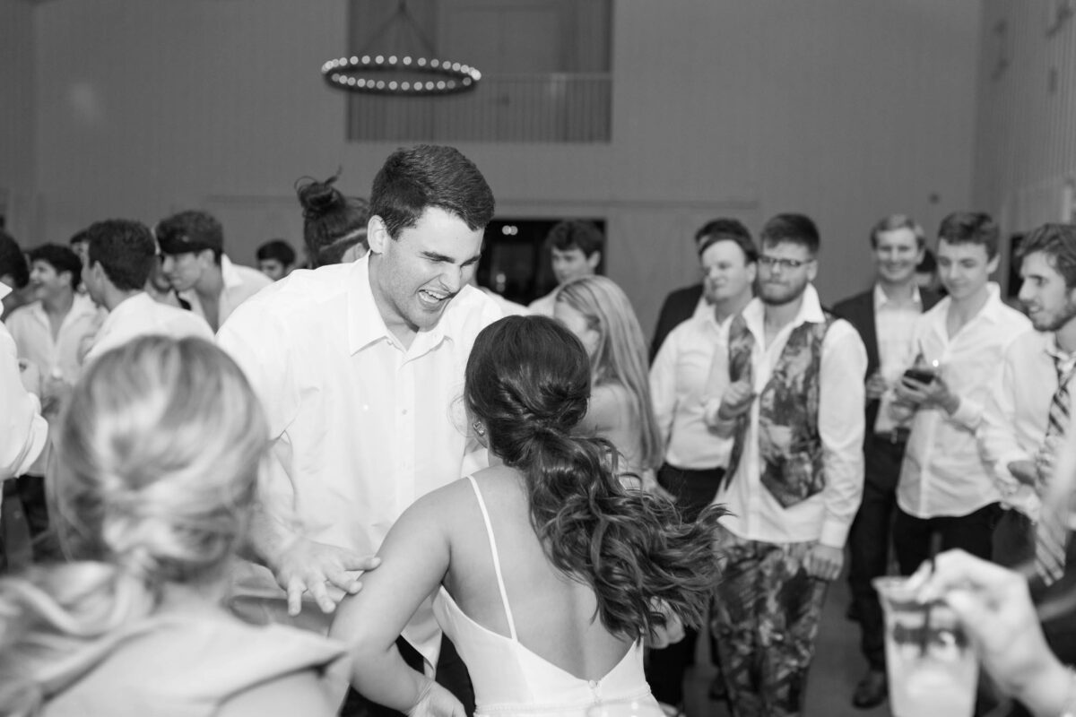 black and white fun Houston wedding reception