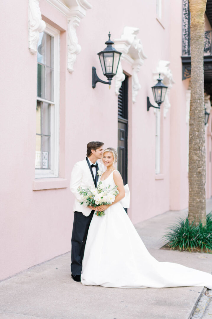 charleston bride groom classic pastel pink bright white