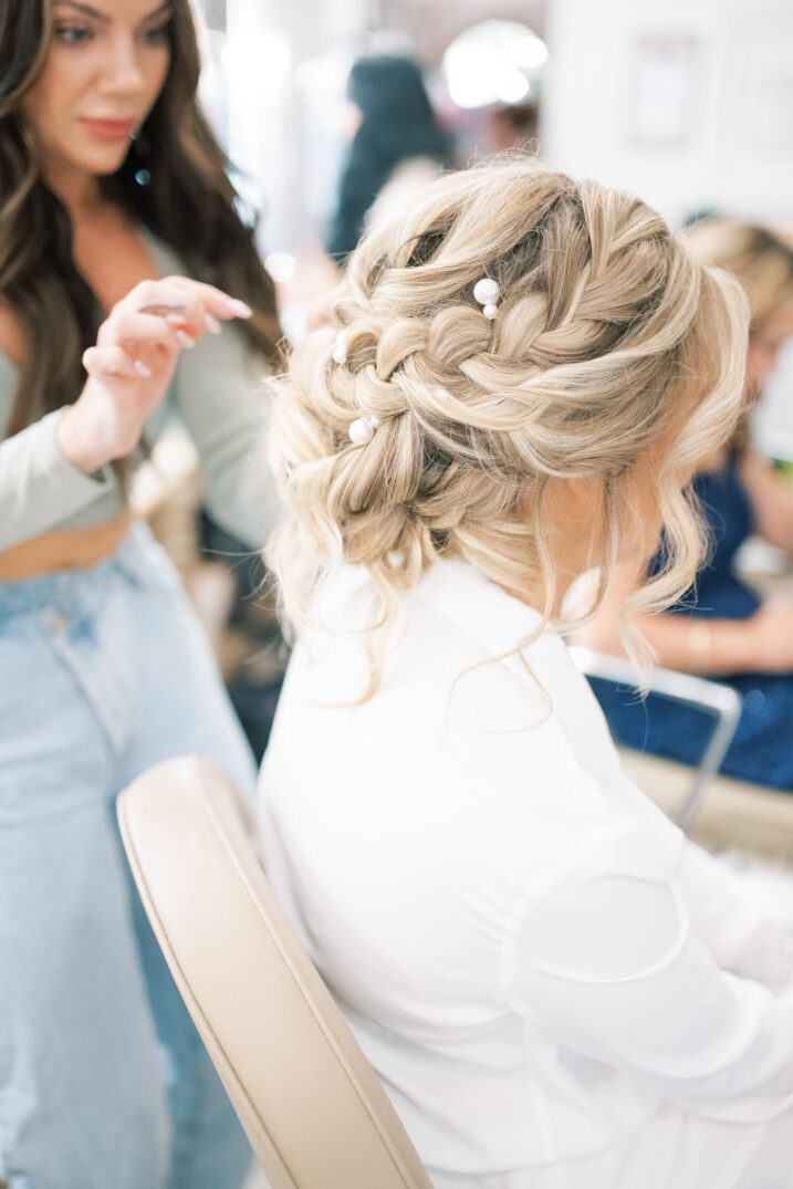 timeless texas springtime wedding braided updo with pearls