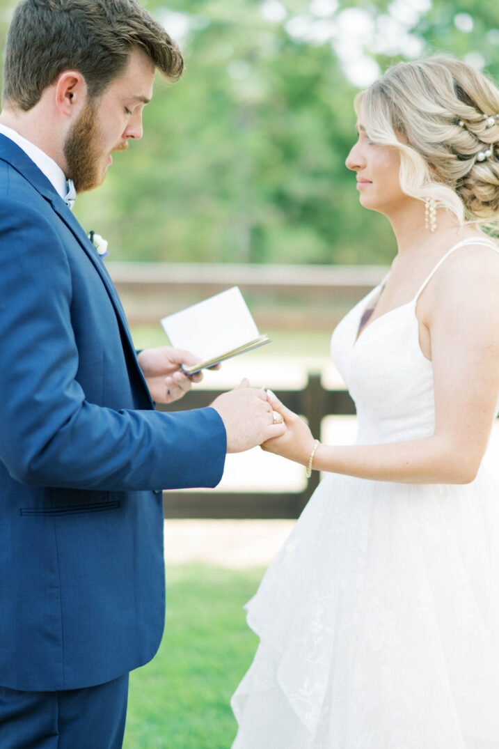 timeless texas springtime wedding bride and groom sharing vows