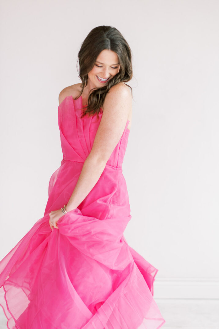 turning in hot pink maxi dress