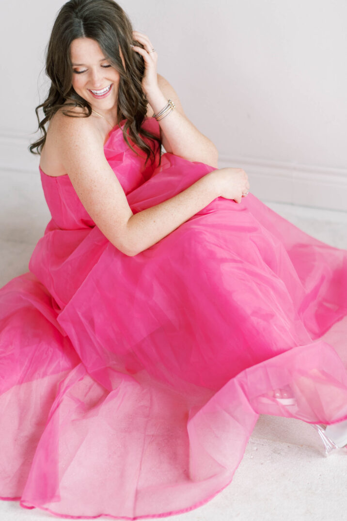 hot pink tulle maxi dress