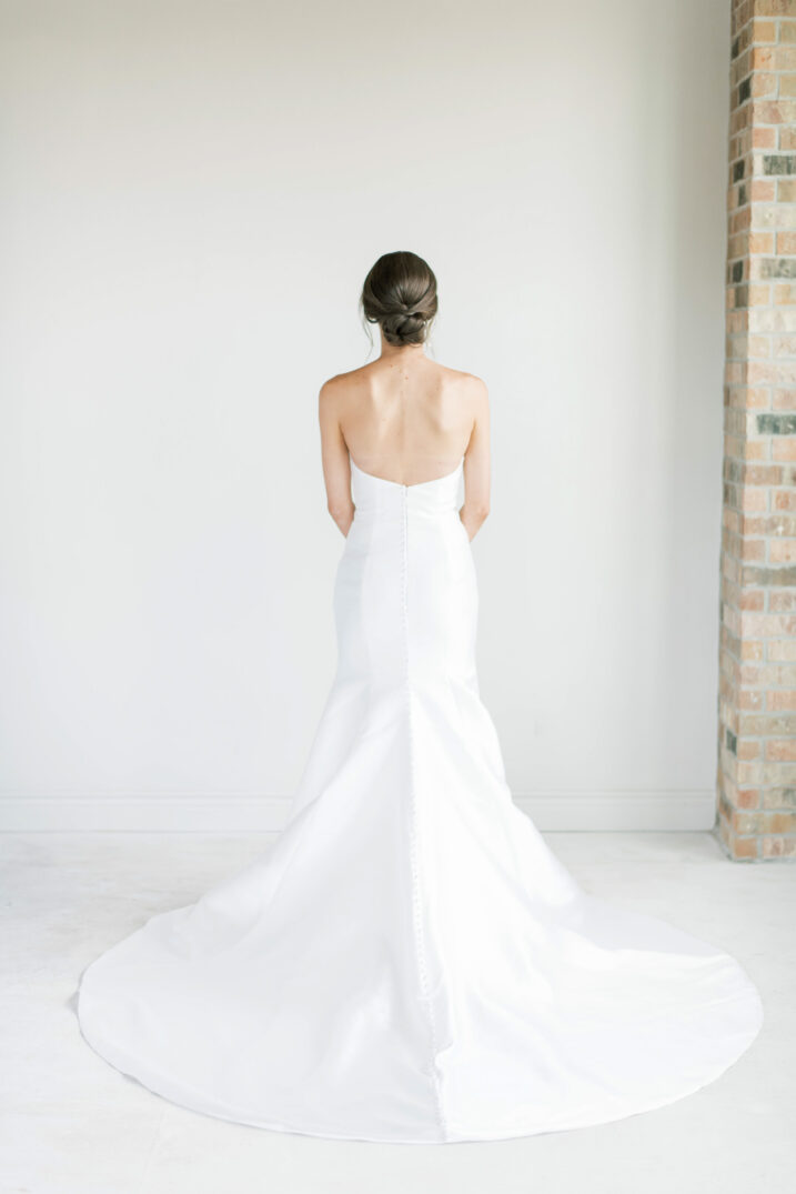 back of wedding dress in studio portraits