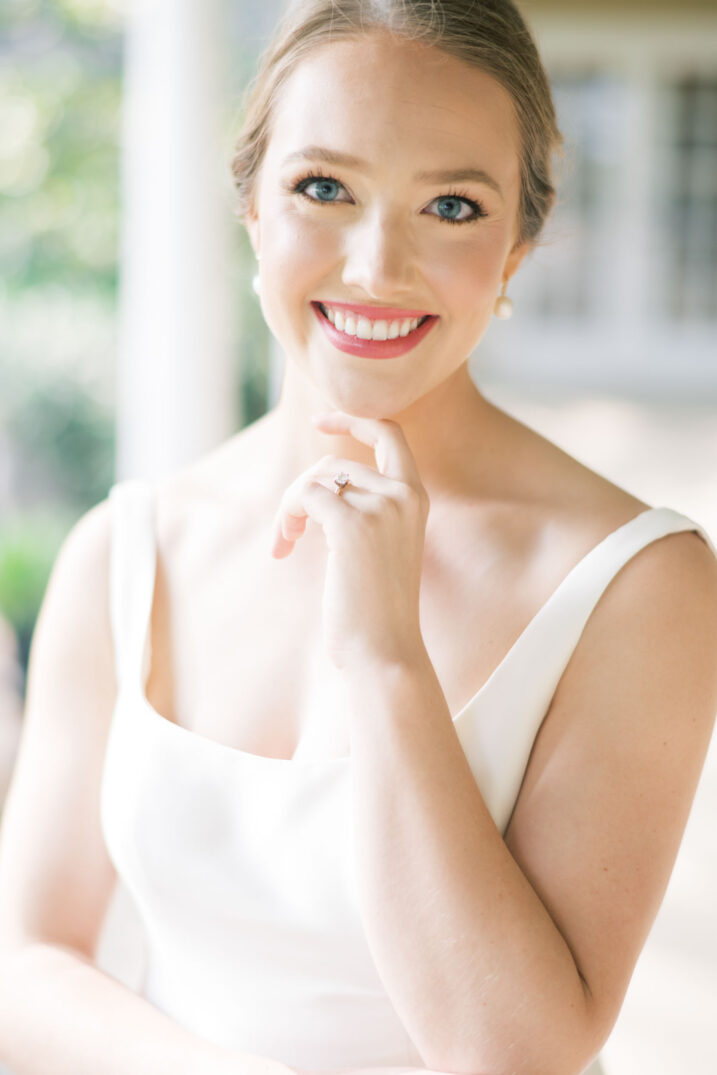 hill country bridal portrait hand gently placed on face