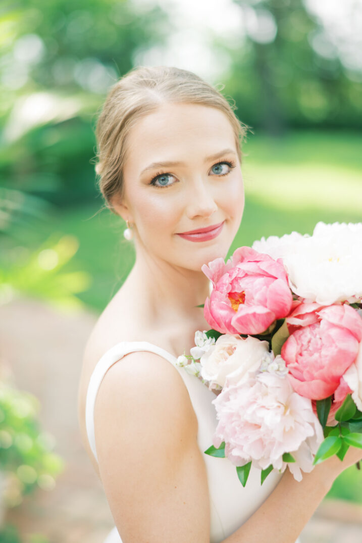 hill country bridal closeup soft smile elegant outdoor portraits