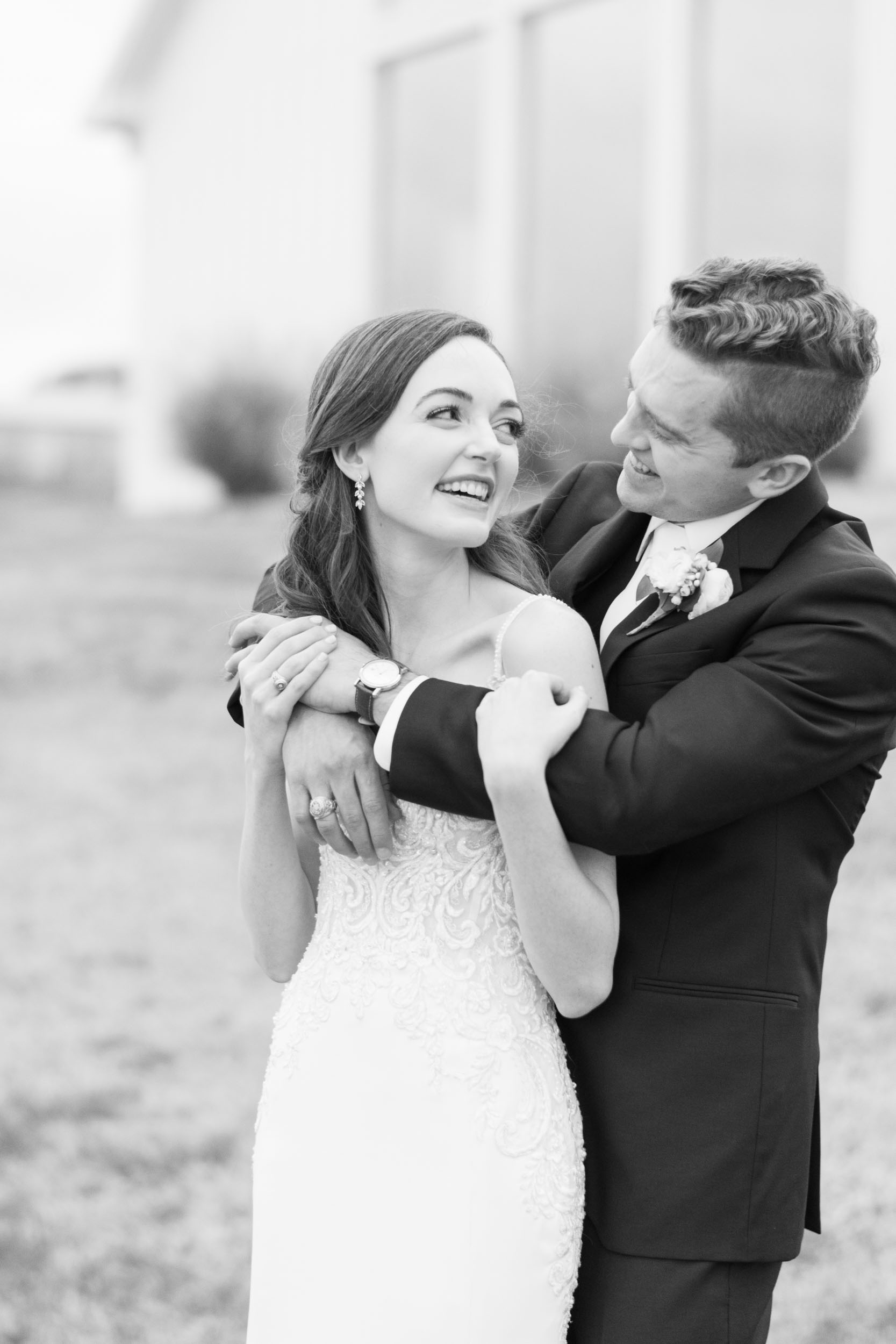 black and white bride and groom portrait in Houston, Texas