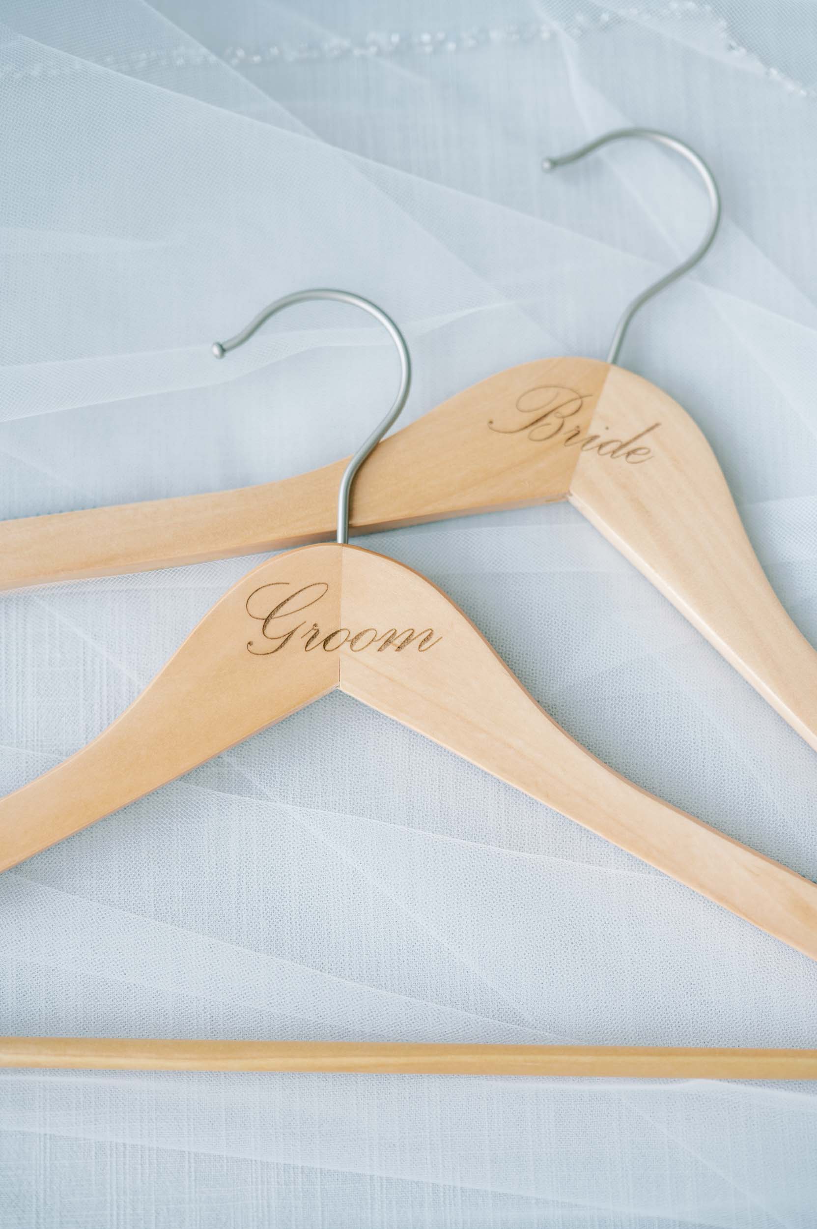 bride and groom engraved hangers