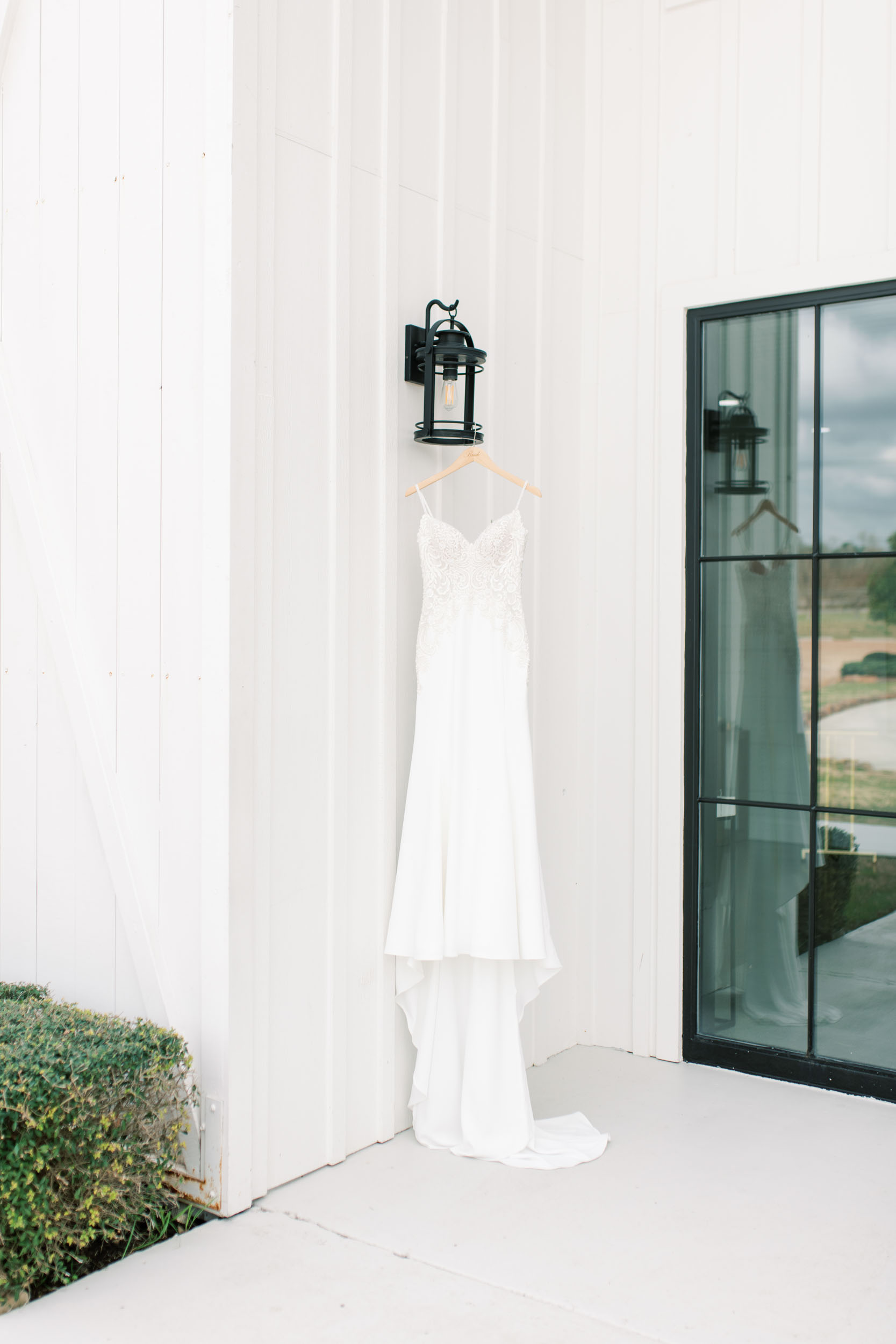 wedding dress at The Farmhouse in Montgomery, Texas