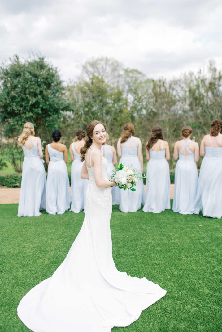 first look with bridesmaids at The Farmhouse
