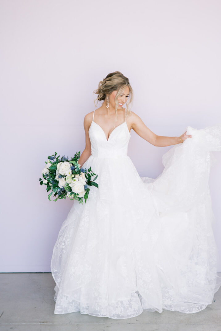 city house collective studio bridal session floral lace wedding dress