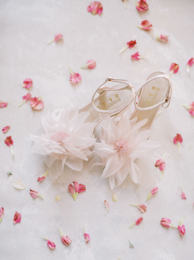 pastel pink fun wedding heels