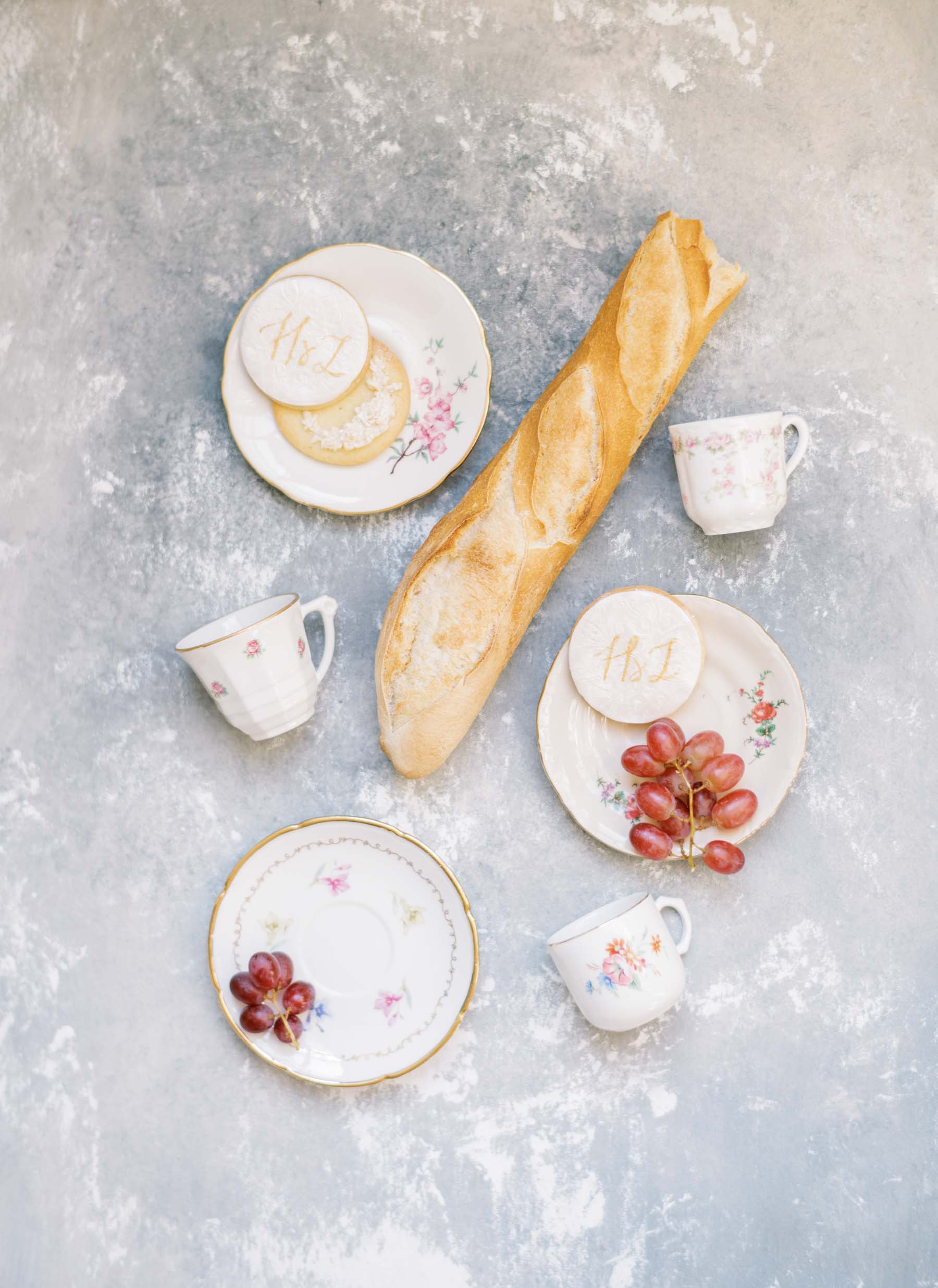 Paris chateau wedding pastries and teacup china