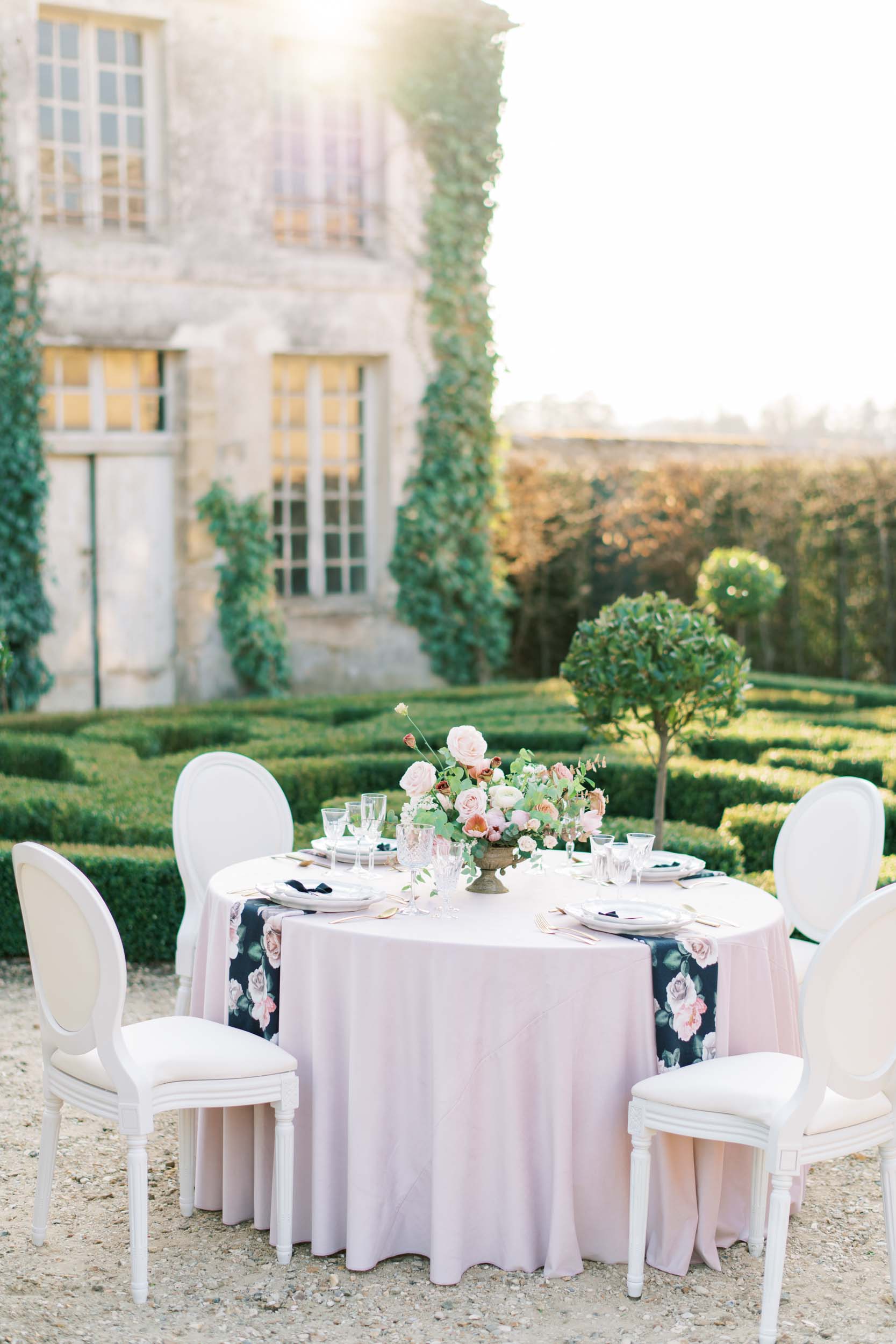 Paris chateau wedding outdoor seating