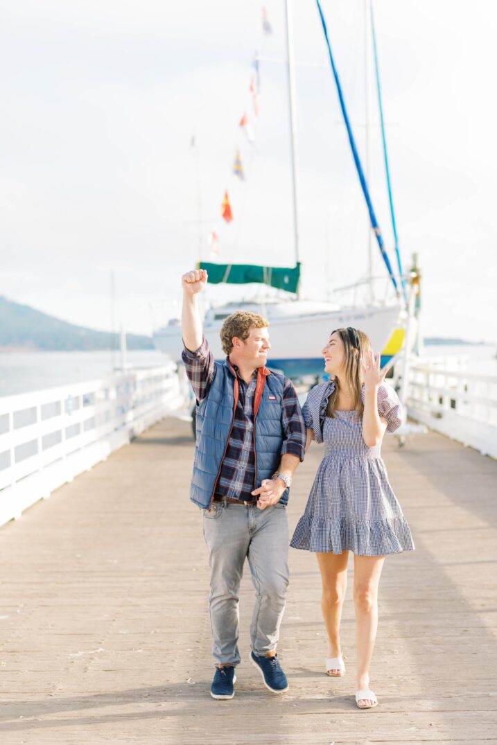 celebratory candid for pebble beach engagement