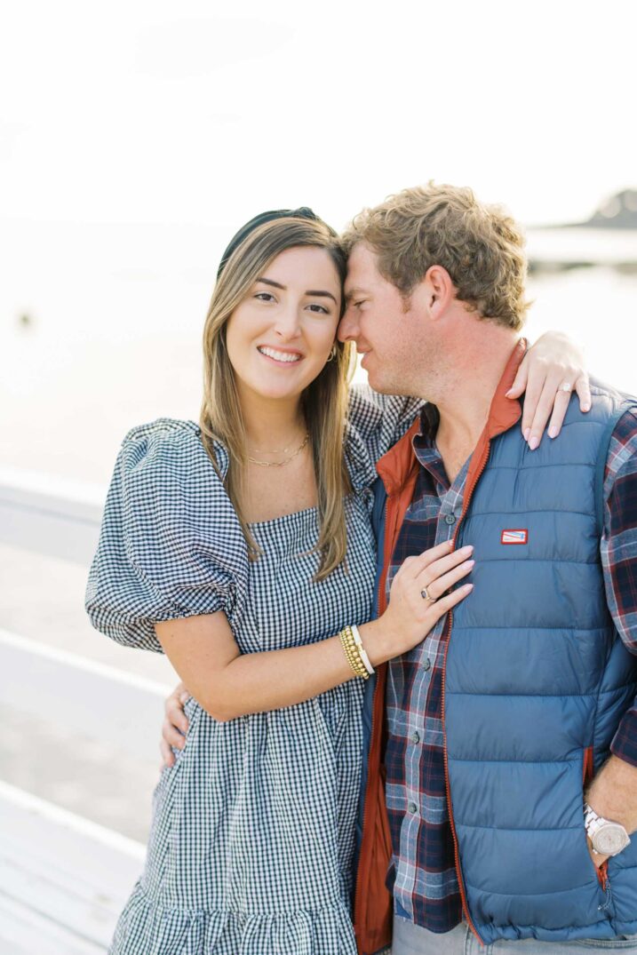 pebble beach engagement with gingham and plaid outfits