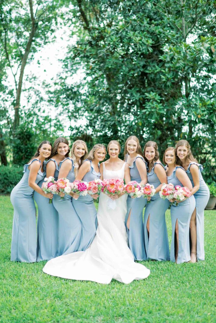 texas hill country luxury wedding bridal party light blue 