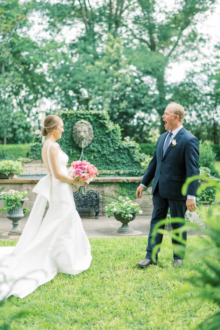 texas hill country luxury wedding first look with father of the bride