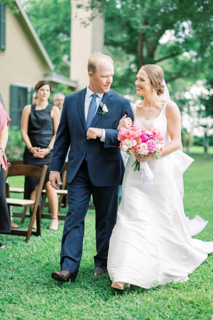 texas hill country luxury wedding outdoor walking down the aisle