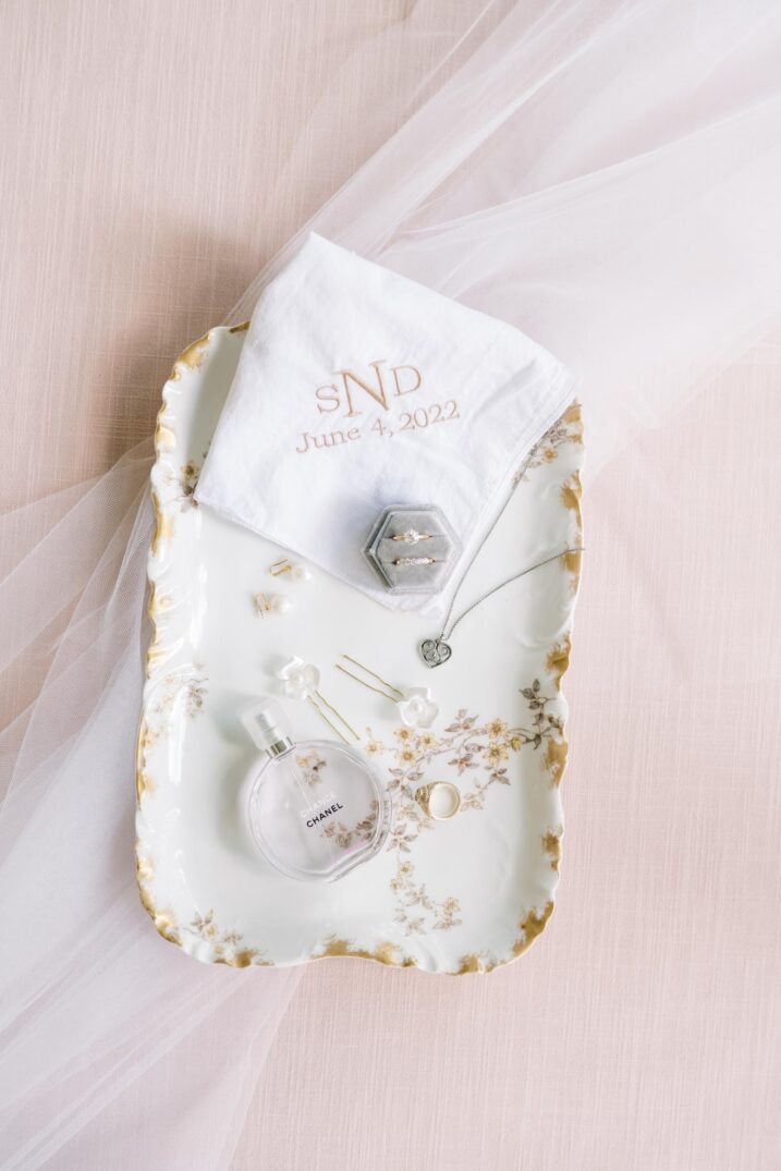 soft pink and timeless bride details for wedding flatlay