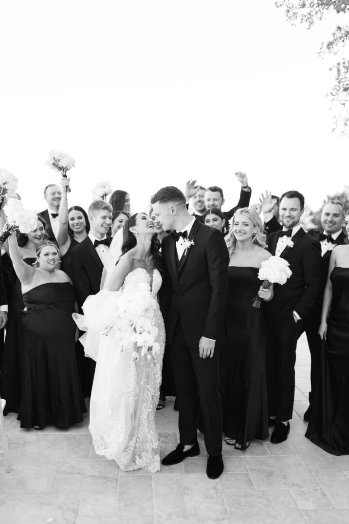 black and white man and wife with bridal party Italian inspired wedding 