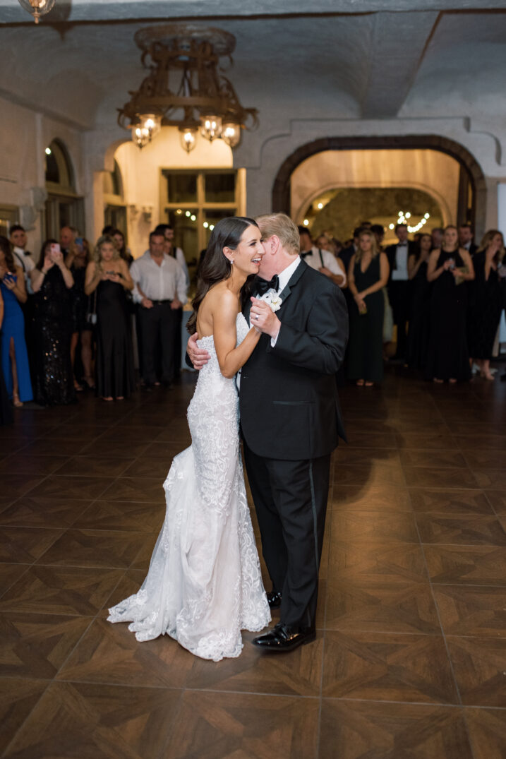 father of the bride dance black and white Italian inspired wedding reception