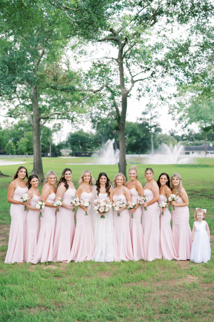 bridesmaids and flower girl pink