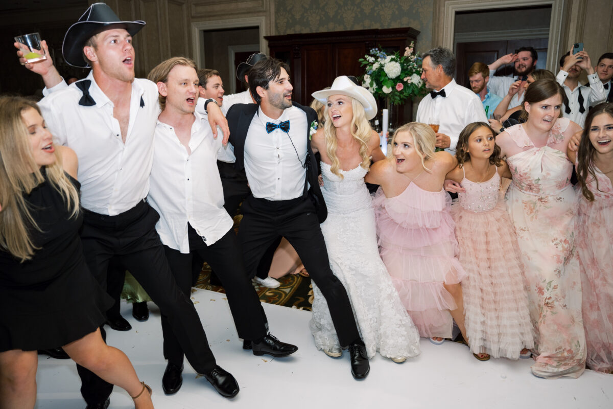happy dancing wedding reception