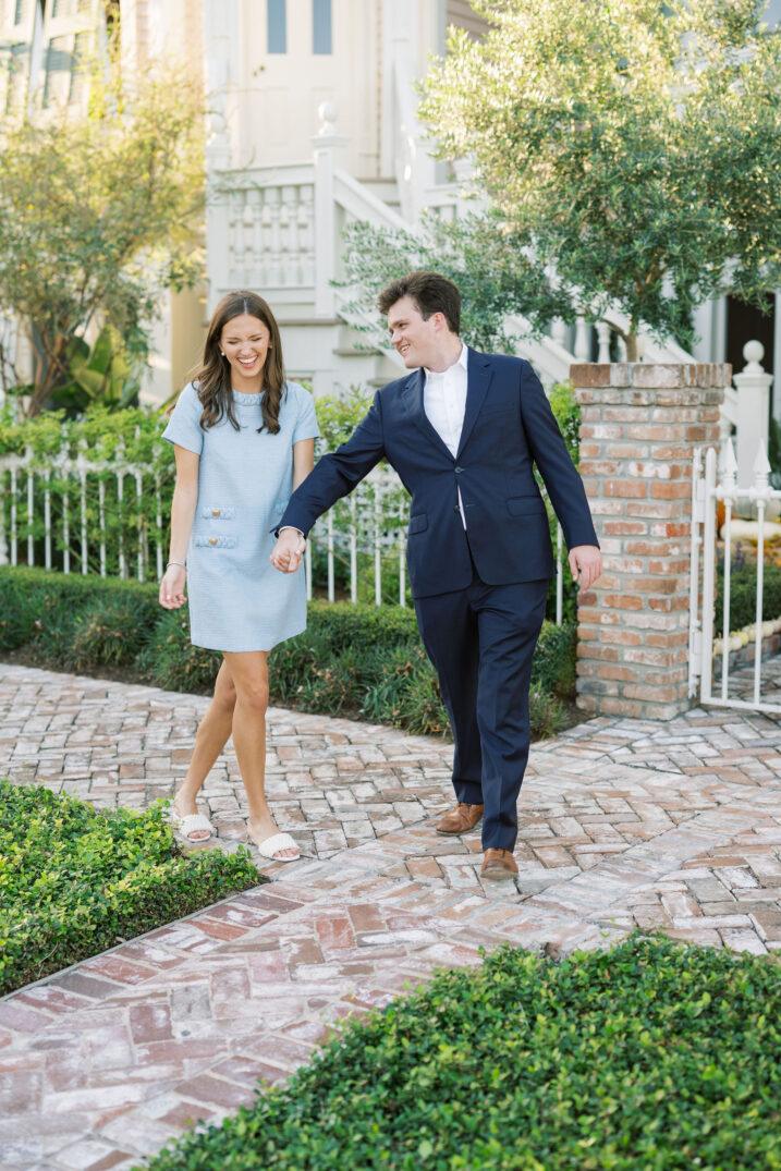 couple laughing and walking